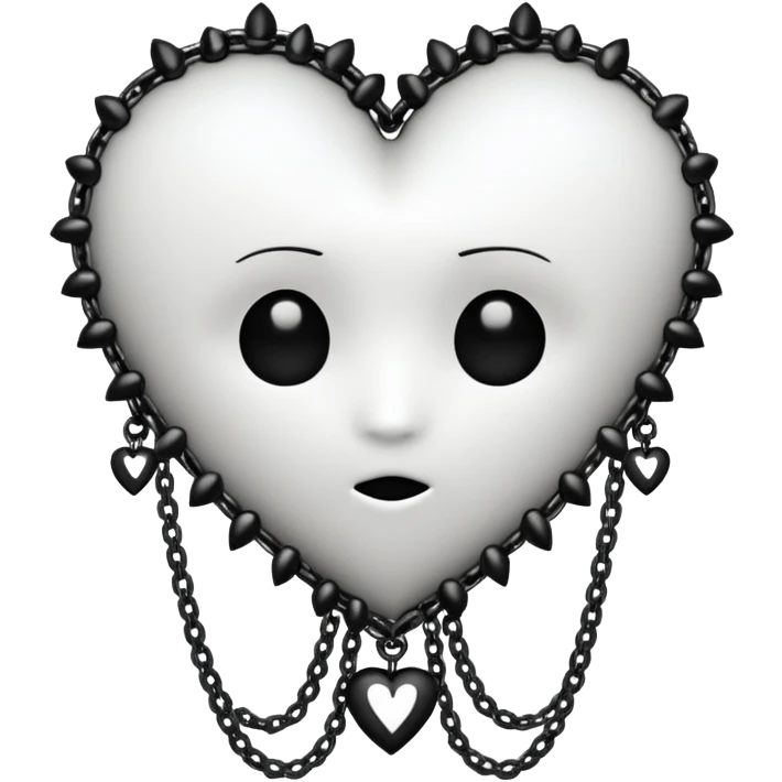 white heart, gothic style, black studs or chains emoji