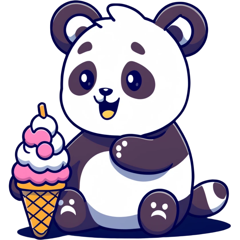 Panda eating ice cream emoji