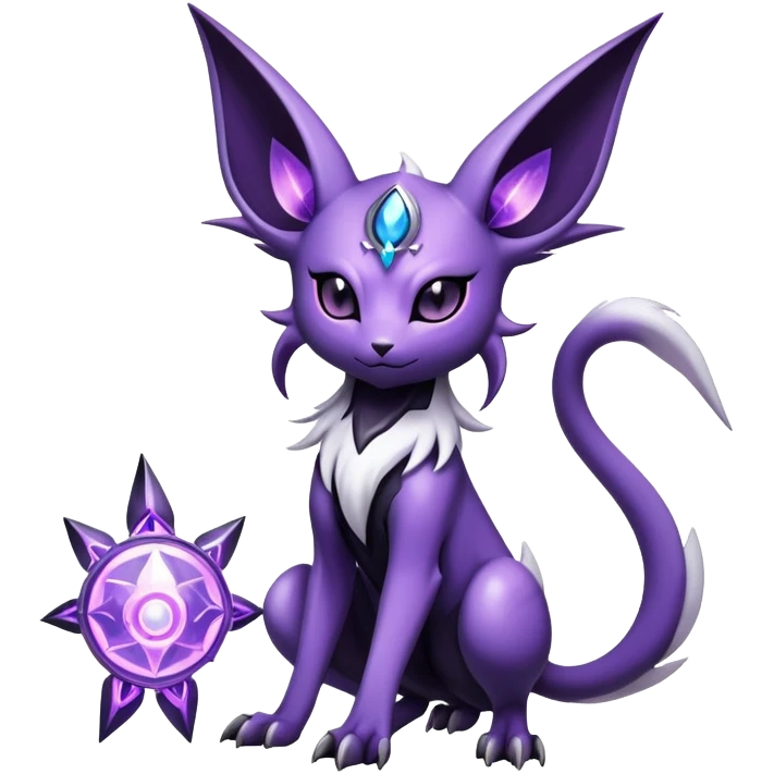Shiny Exotic Badass Mystical Mysterious Gothic Espeon-Absol-Pokémon-Fakémon-hybrid-creature (full body) emoji