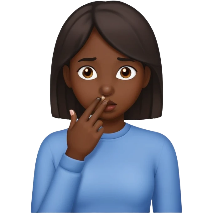 Dark skin girl pinching nose emoji