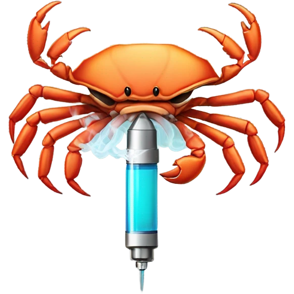 Crab smoking a vape emoji