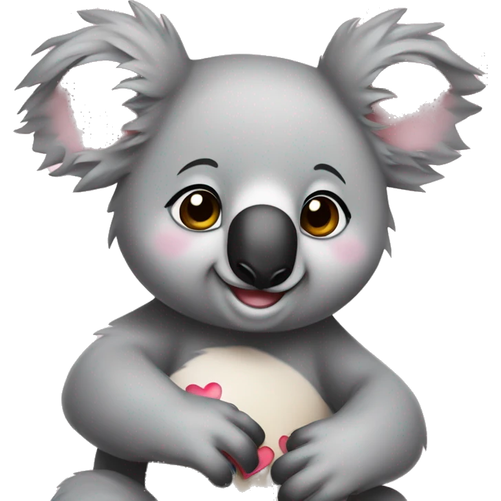 the koala emoji feeling loved so there’s hearts surrounding the koala emoji