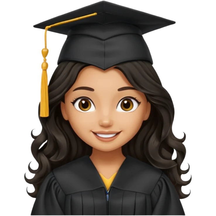 a pretty tan bratz girl with black wavy long hair graduating emoji