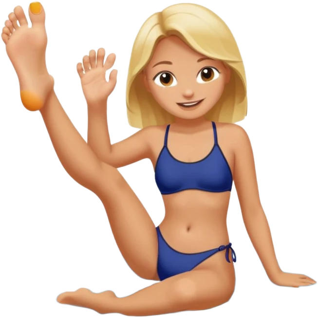 Draw a girl in a swimsuit who shows her foot emoji