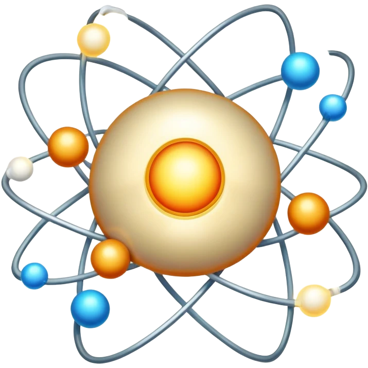 Atom with nucleus in center and orbiting electrons in shell layers showing valence electrons emoji