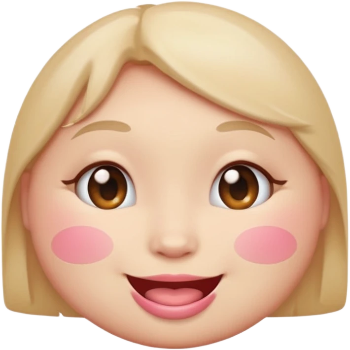 Cute circular emotional emoji with plump light pink lips emoji