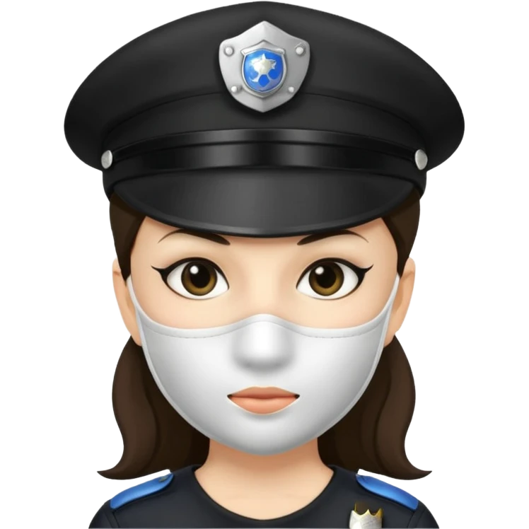 thief with police hat, thief mask, thief black dress. emoji