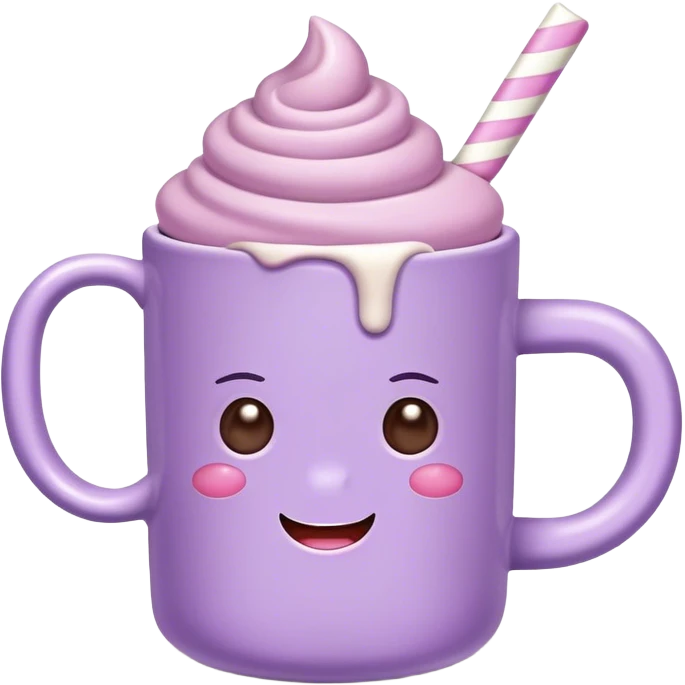 pastel mug of hot chocolate with violet pastel marshmallows  emoji
