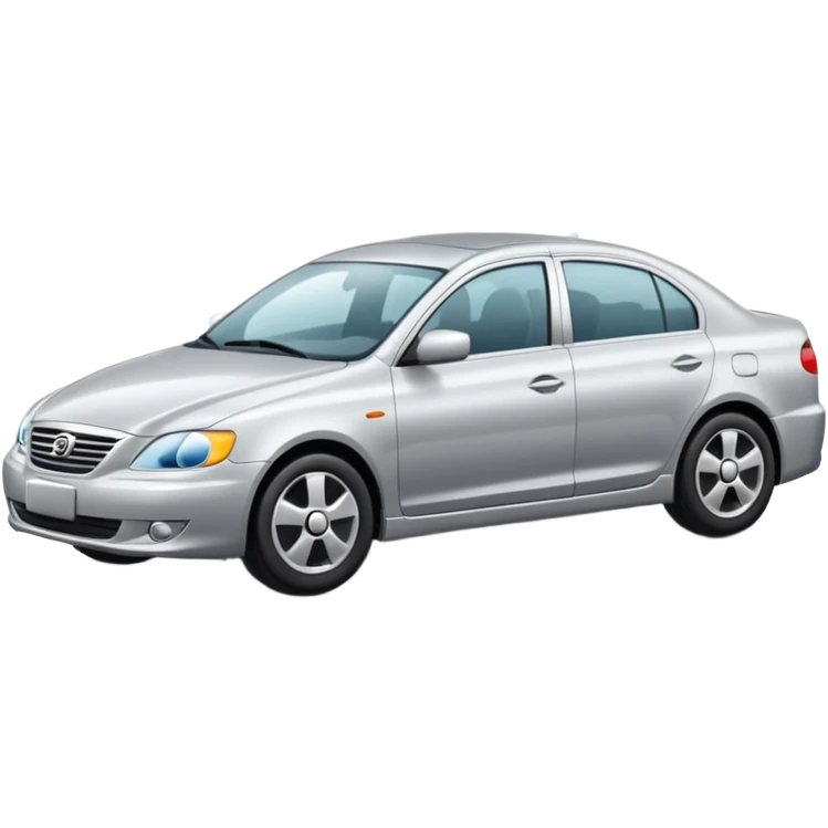 Create a realistic modern sedan on a road with reflections & shadows. emoji