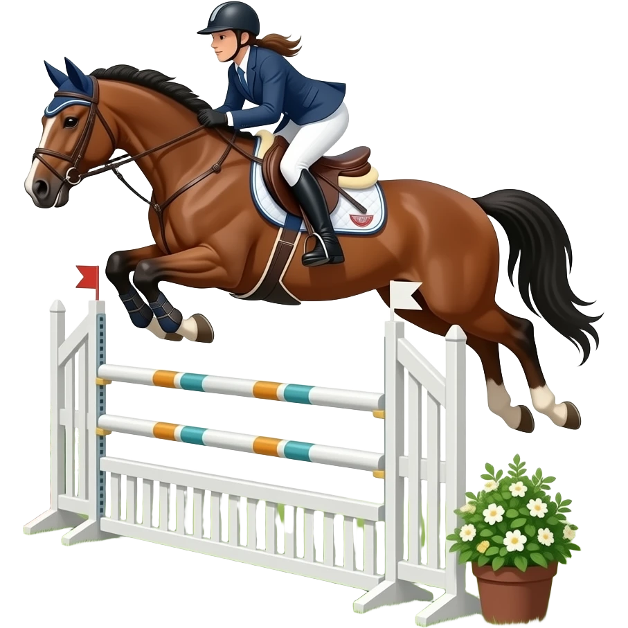 pferd mit reiterin bei einem springturnier emoji