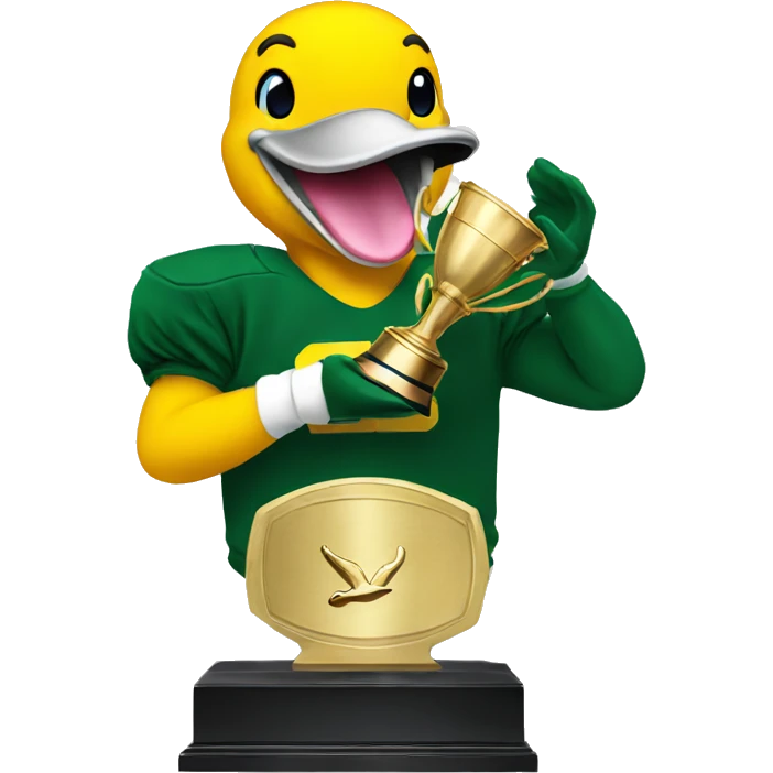 Oregon duck smooching a trophy emoji