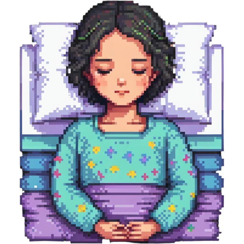 pixel art sleeping girl with peaceful expression emoji