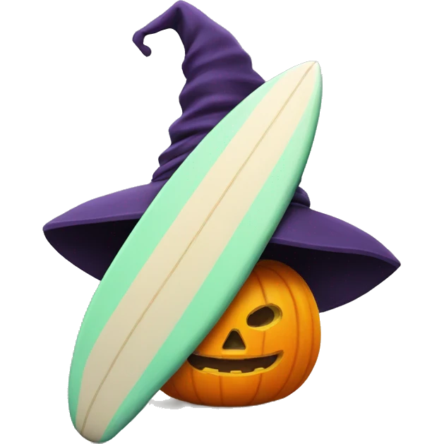 pumpkinon surfboard in a witch hat  emoji