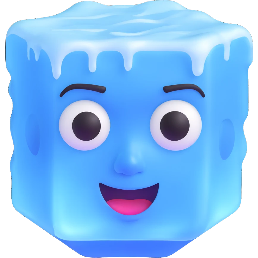 ice cube with frozen face emoji