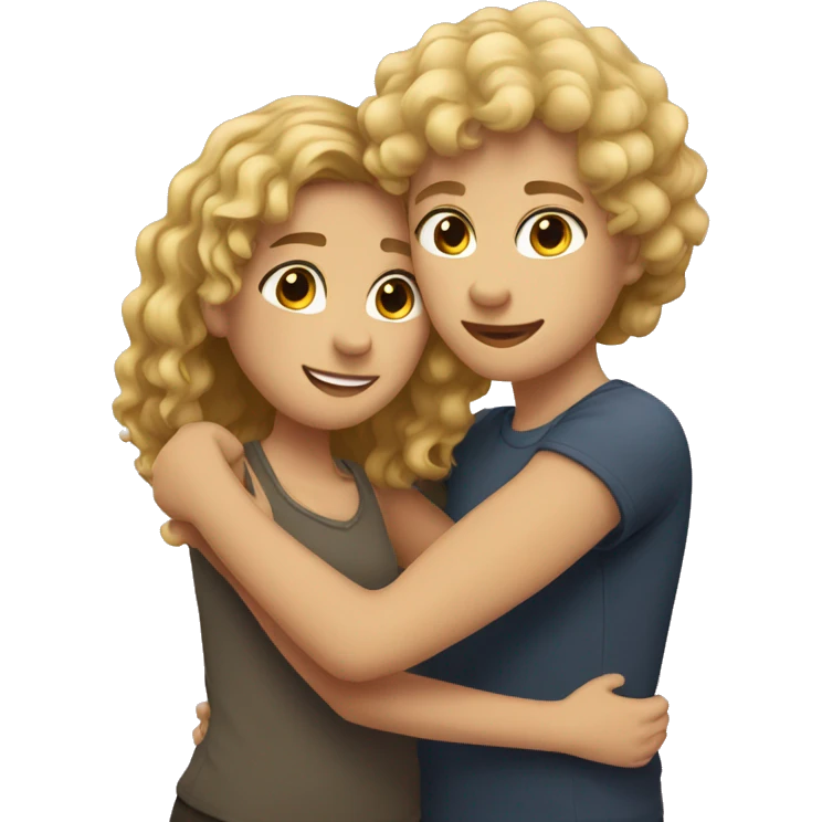 tall curly blond and short dark-haired girl hugging emoji
