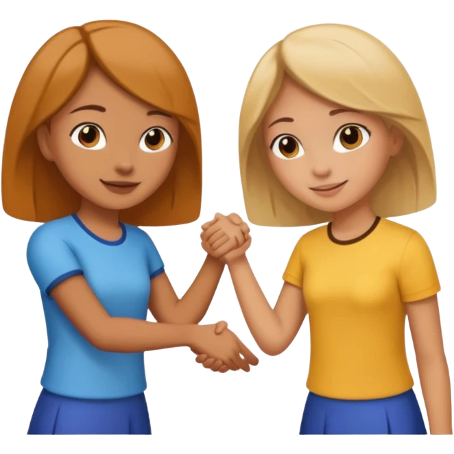 tho girls handshake. they look at each other emoji