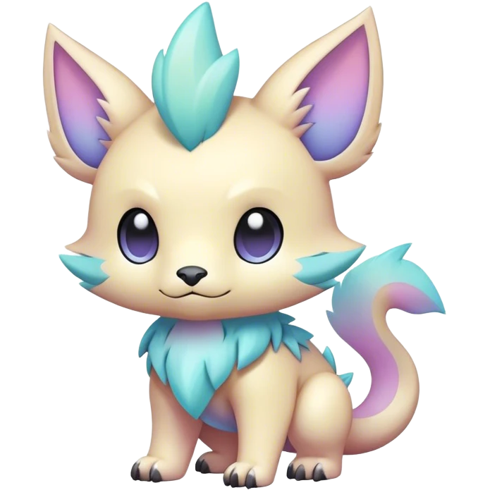 Adorable colorful chibi pastel edgy fantasy animal hybrid Fakemon full body emoji