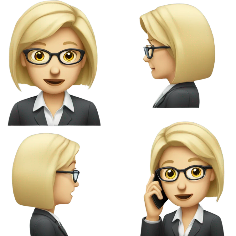 Blonde pale businesswoman wearing glasses talking on her cell phone emoji