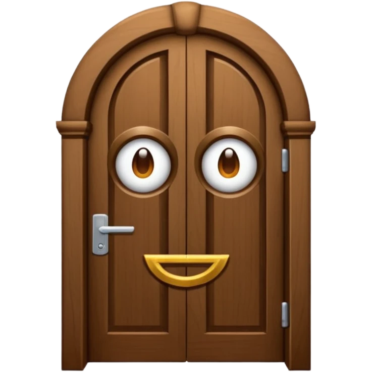 porta única de madeira arredondada no topo, sem rosto, elegante, sem lateral emoji