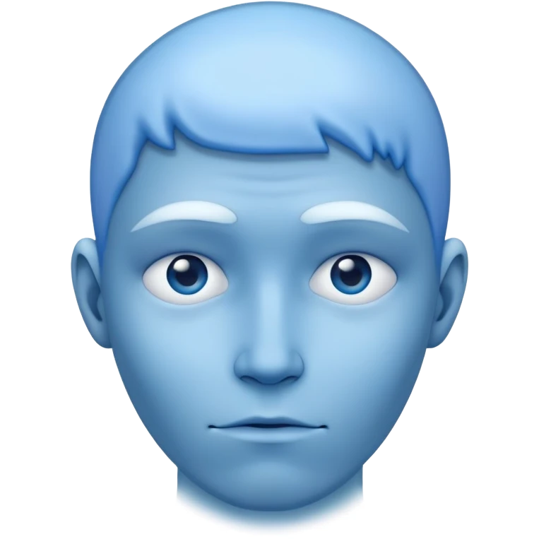 A blue person standing with a faint blue aura around them, representing poor aura. emoji