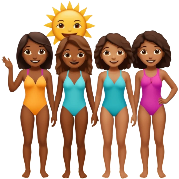 4 brown girls on the beach emoji