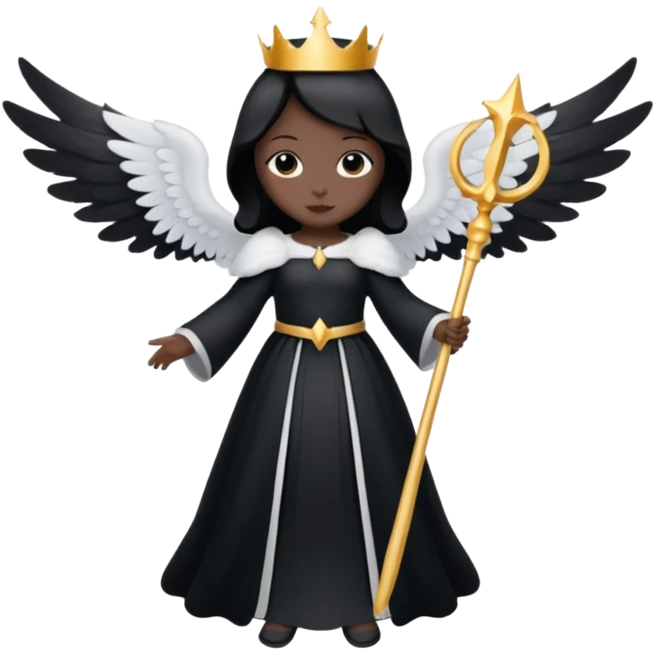 Angel Queen silhouette with wings and wand emoji