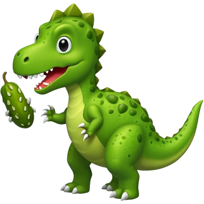 Dinosaur holding a pickle emoji