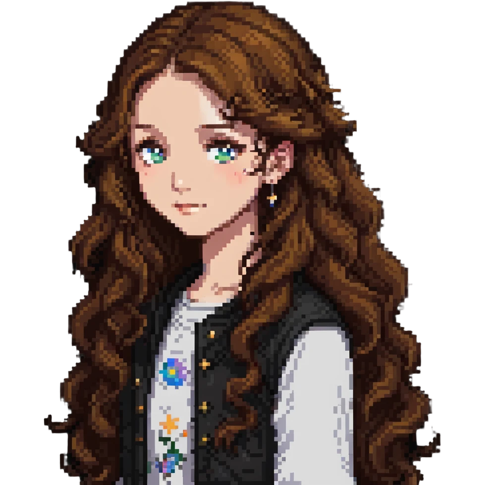 A girl with long, wavy brown hair emoji