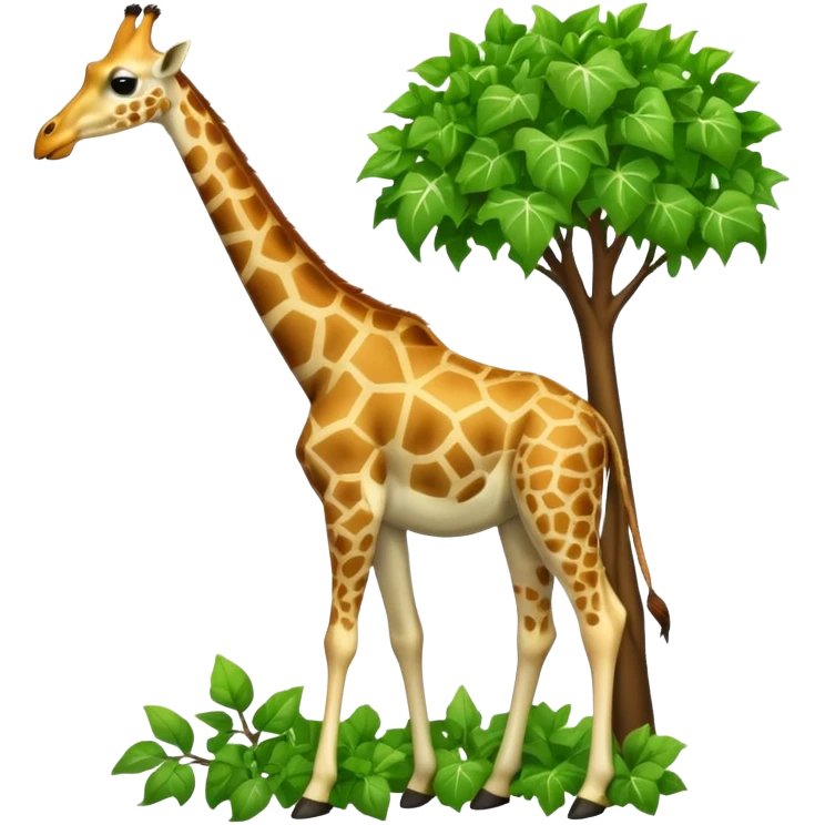 giraffe eating leaves from a tree emoji