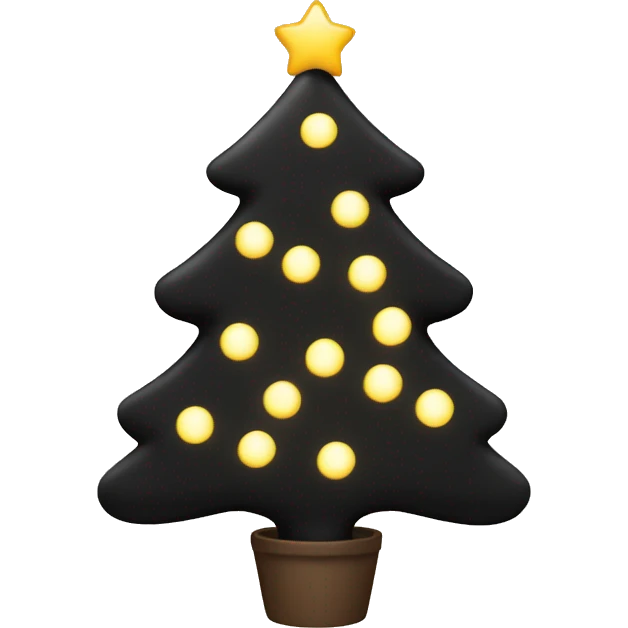 Black Christmas tree with warm white lights  emoji