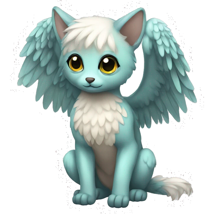 Anthro shy cute kawaii winged animal hybrid full body emoji