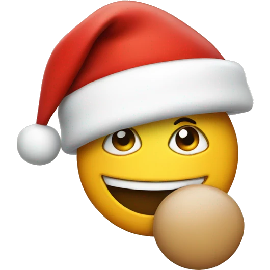 Happy emoji wearing Santa hat emoji