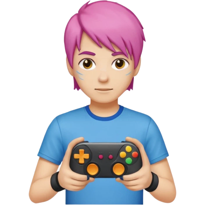 colored hair gamer game pad controller emoji