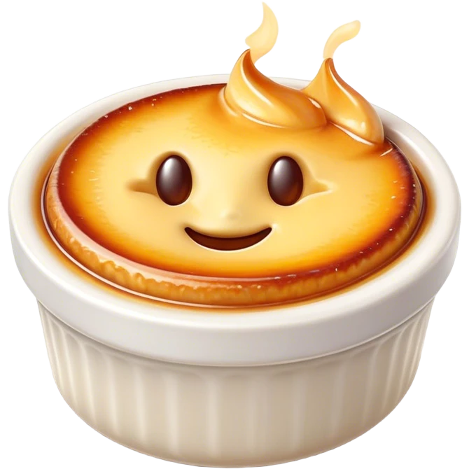 Cinematic Realistic Cr√®me Br√ªl√©e Dessert Emoji, depicted as a rich custard with a perfectly caramelized sugar top rendered with exquisite textures and warm, inviting lighting. emoji
