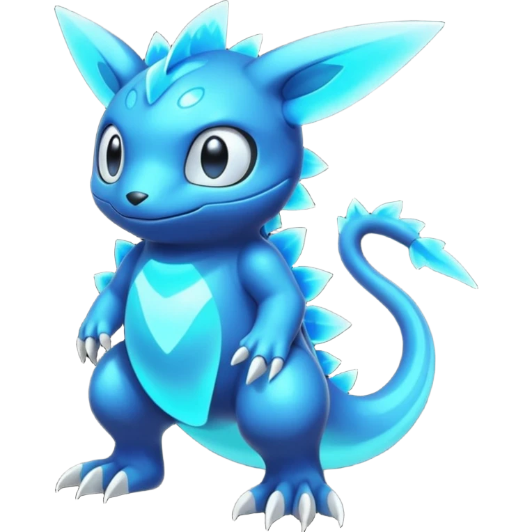 Bioluminescent Soft-glowing Night-Refractive Deep-colored Pokémon-Fakémon-Digimon-Creature, (full body) emoji