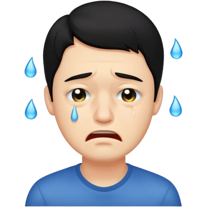 man crying with black hair emoji