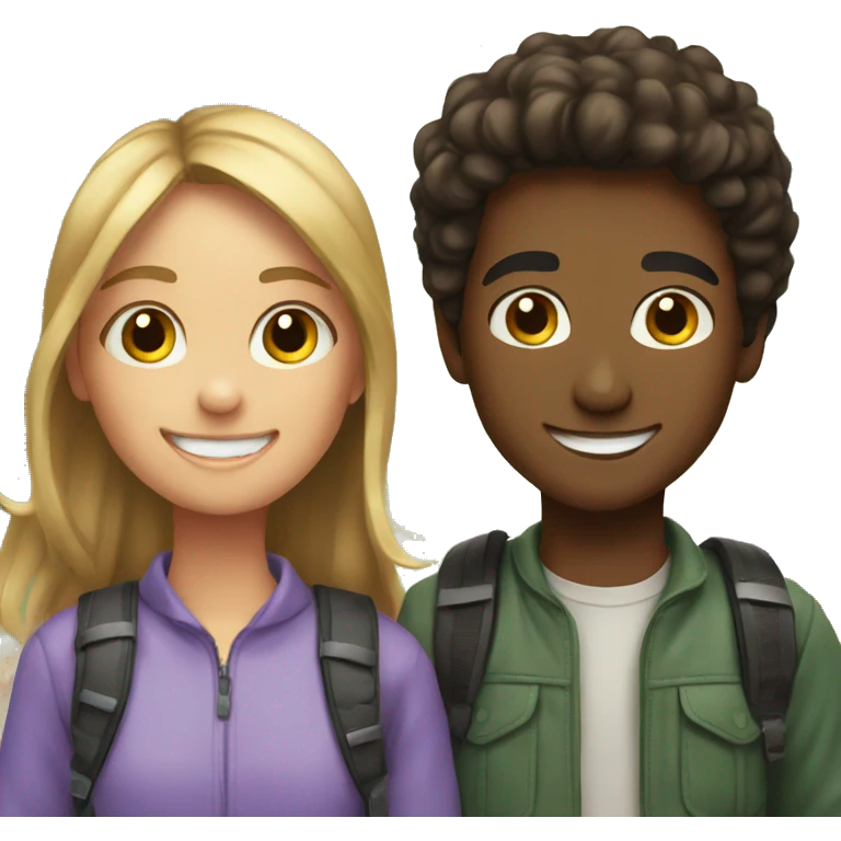 girl and boy outdoors smile emoji