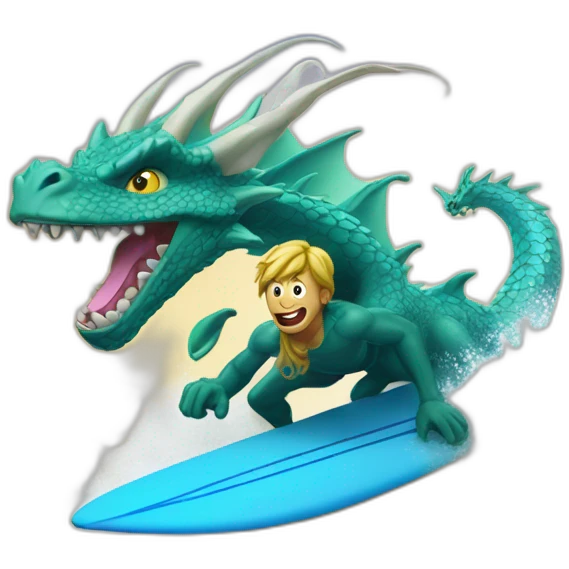 Surfeur sur dragon emoji