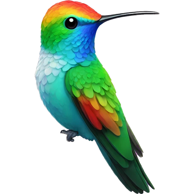 Celeste hummingbird with rainbow as background emoji