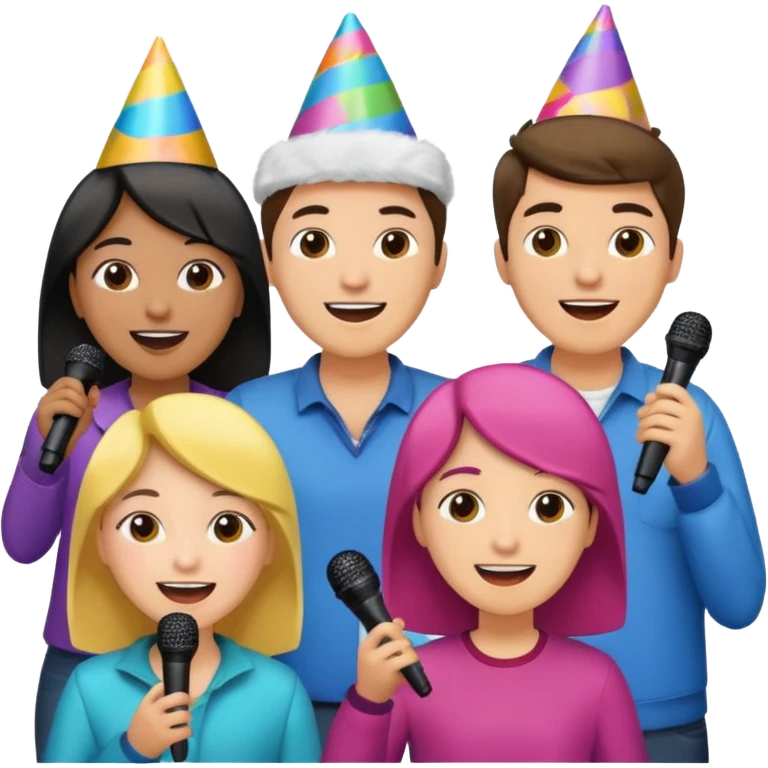 mixed gender and ethnicity karaoke night emoji