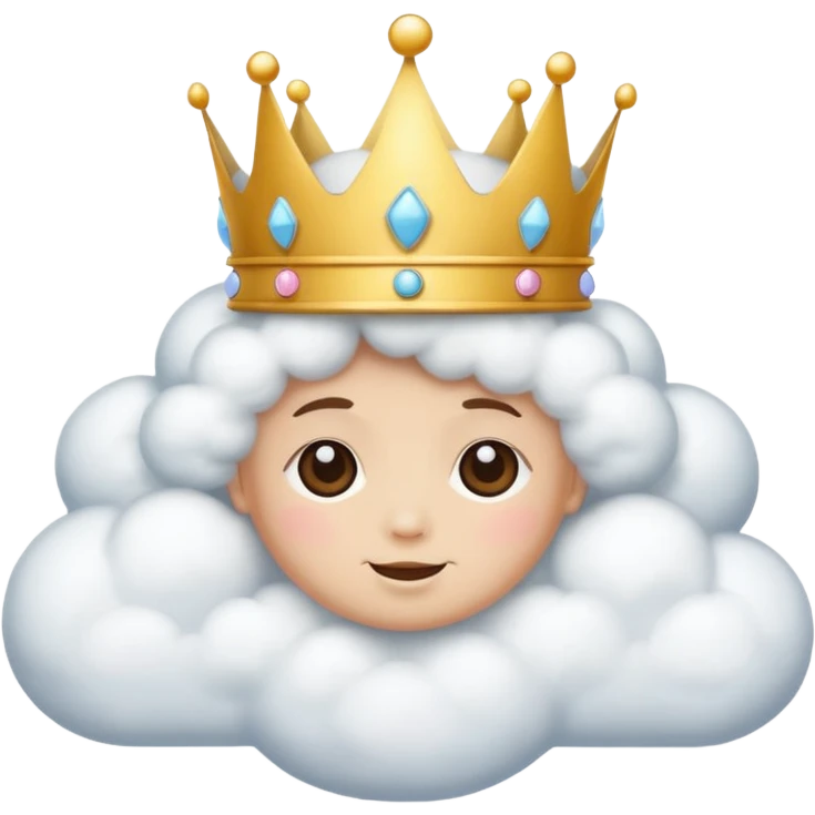 Put this 👑 on top  of 😶‍🌫️ with the face emoji