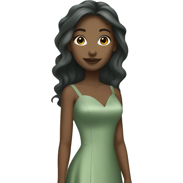 Black bridesmaids with sage green dresses and long hair emoji