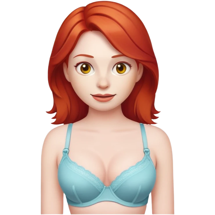 Female emoji with red hair wearing a bra emoji