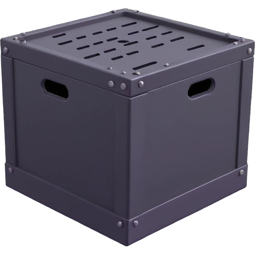 industrial crate, heavy metal with bolts and vents emoji