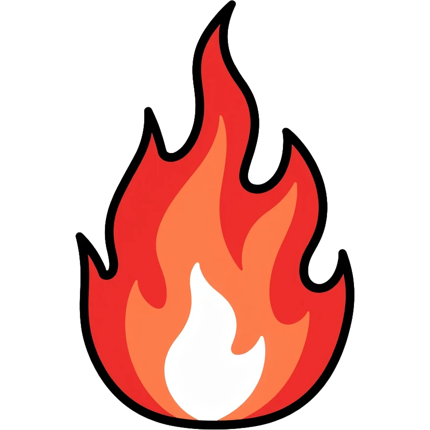 bright red flames, fire with intense red color emoji