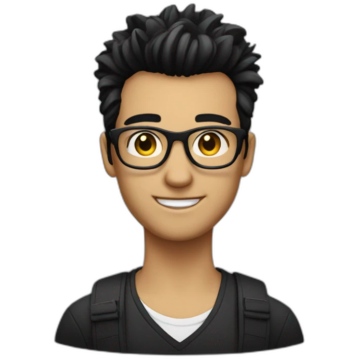 a guy with white coloured spectacles,black coloured Fauxhawk hairstyle emoji