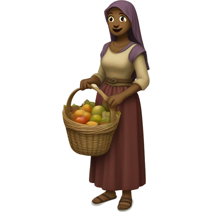 medieval market femal visitor with a basket emoji