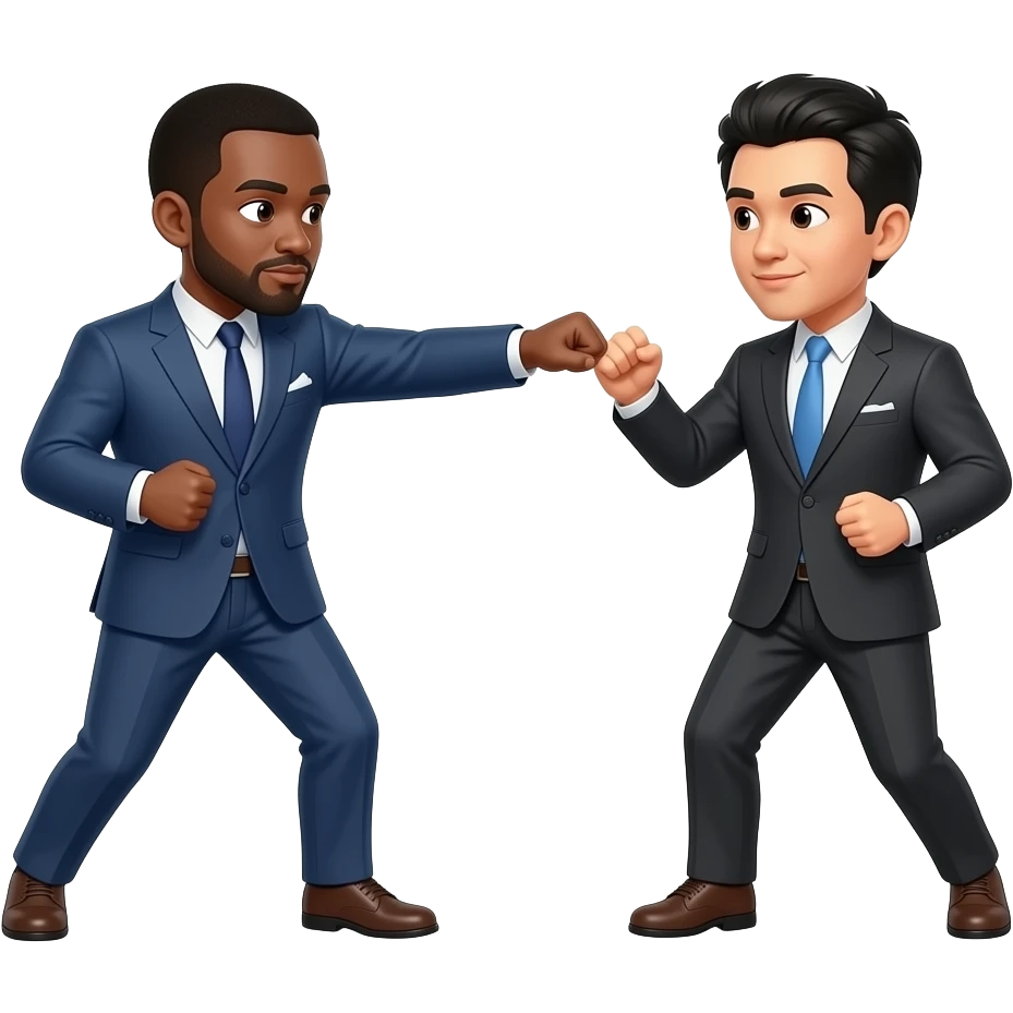 Un homme noir qui galoche un homme chinois emoji