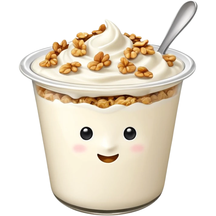 a plain greek yougurt with gronola on it emoji
