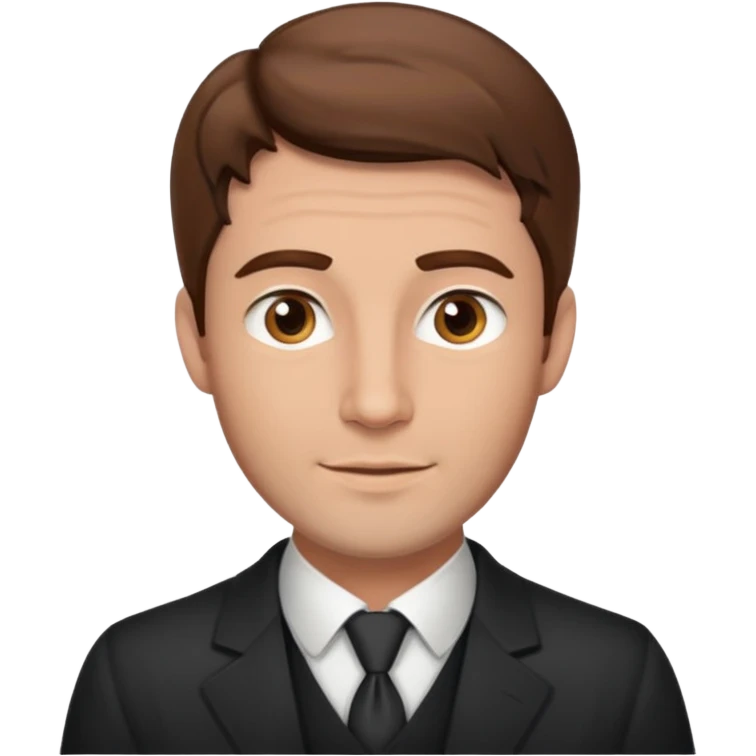 emoji of a 30-year-old man, mature appearance, gentleman features, brown hair, friendly expression emoji